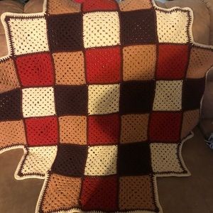 Unique homemade fall granny square crochet Quilt afghan